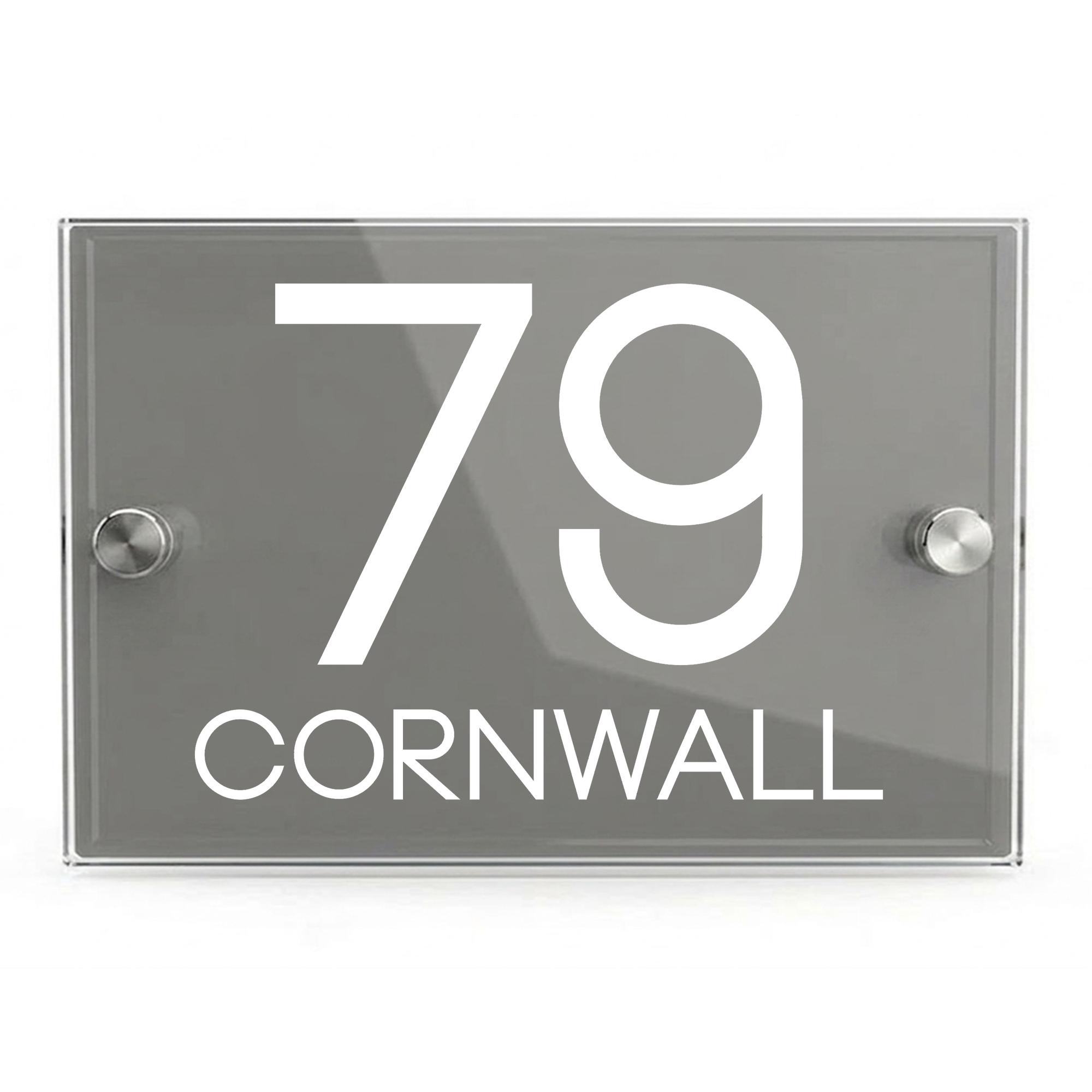 Personalised Dual Panel Acrylic House Sign Rectangle | 200mm x 130mm | Grey with White Text