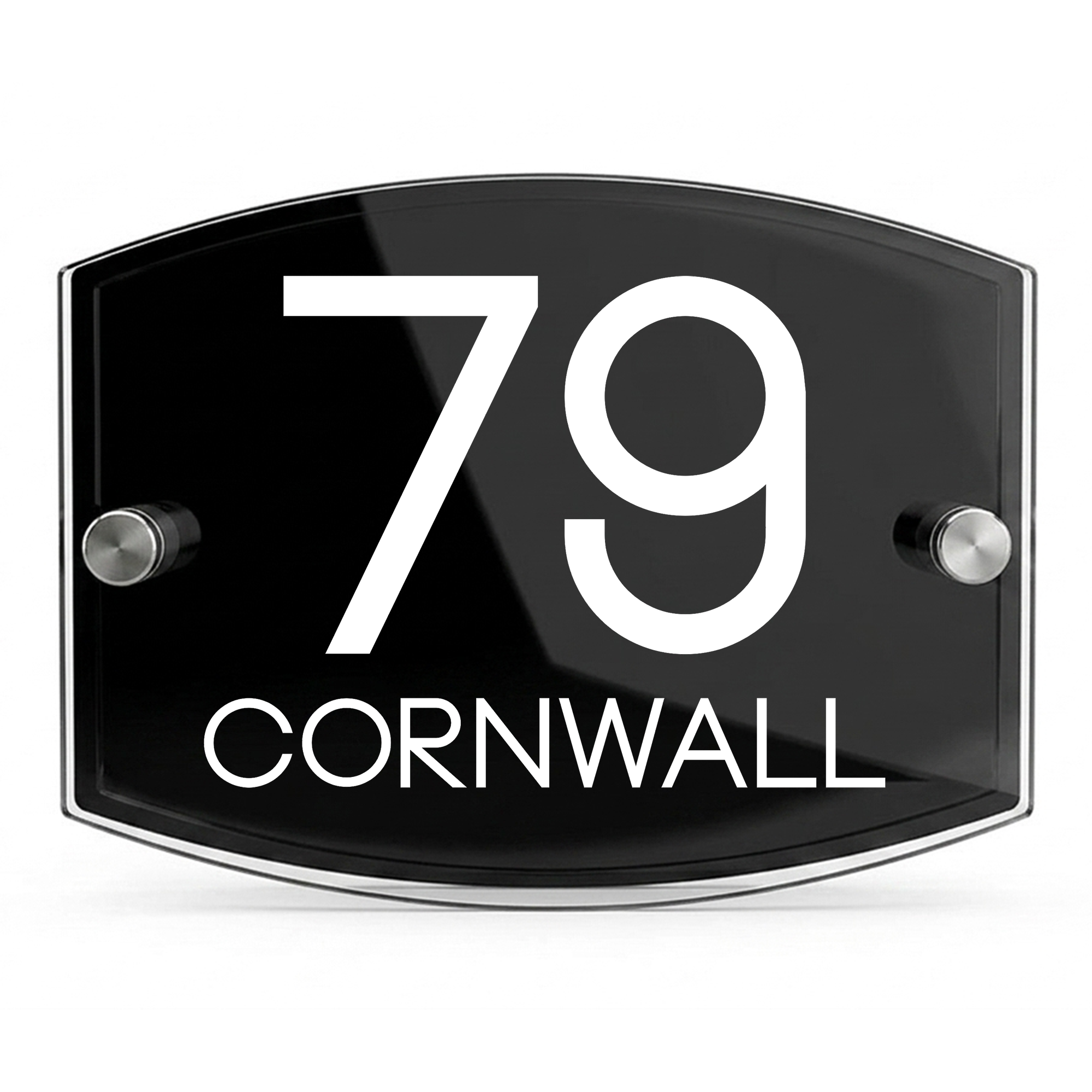 Personalised Dual Panel Acrylic House Sign Oval | 200mm x 130mm | Black with White Text