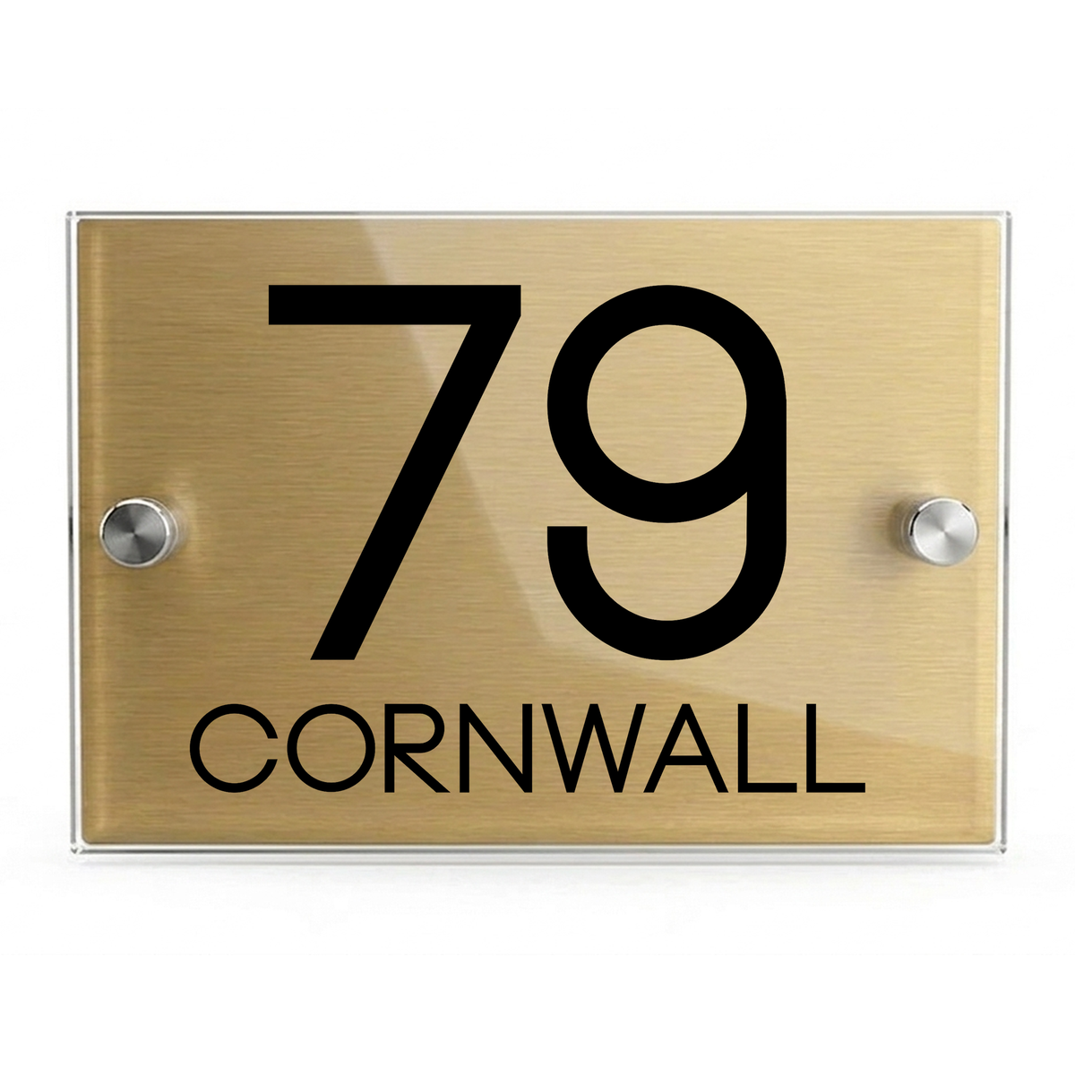 Personalised Dual Panel Acrylic House Sign Rectangle | 200mm x 130mm | Gold with Black Text