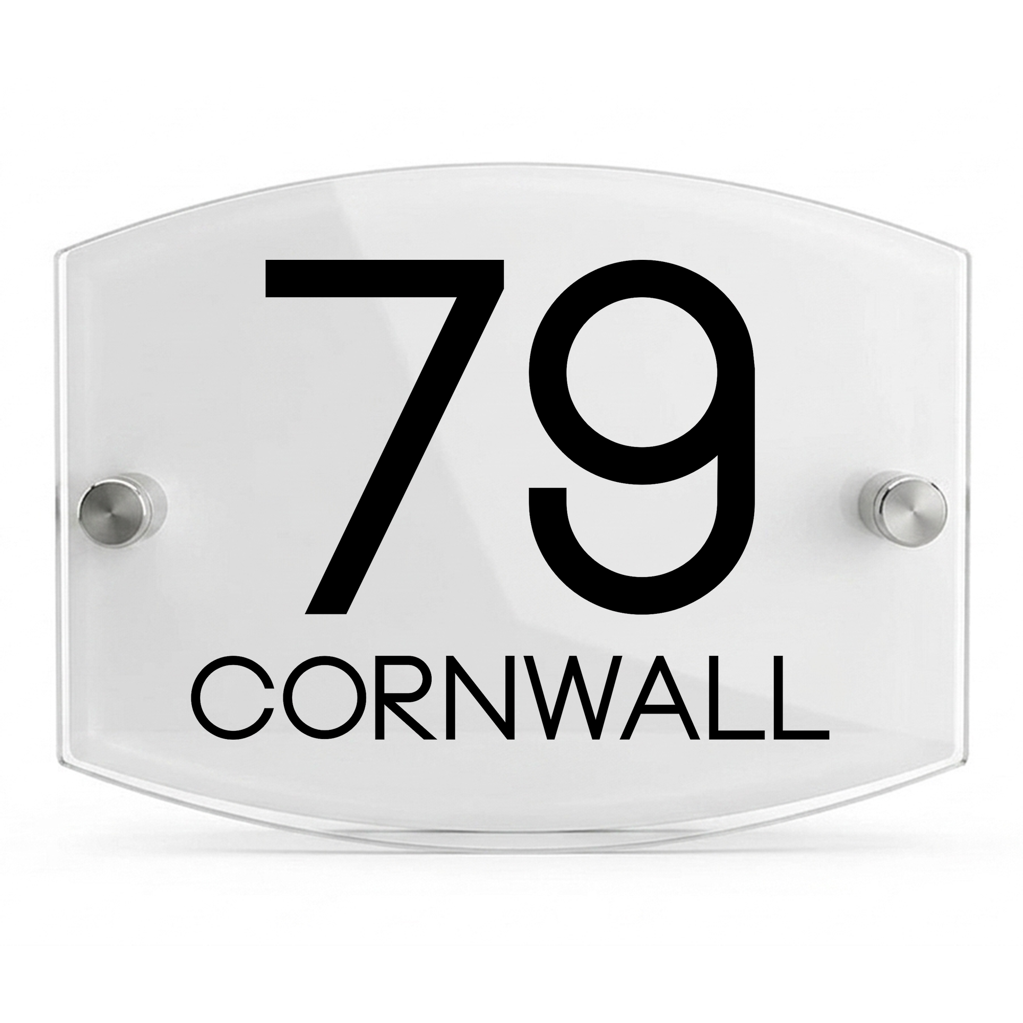 Personalised Dual Panel Acrylic House Sign Oval | 200mm x 130mm | White with Black Text