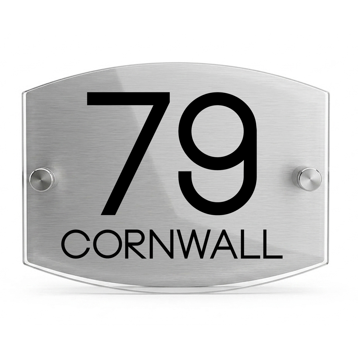 Personalised Dual Panel Acrylic House Sign Oval | 200mm x 130mm | Silver with Black Text