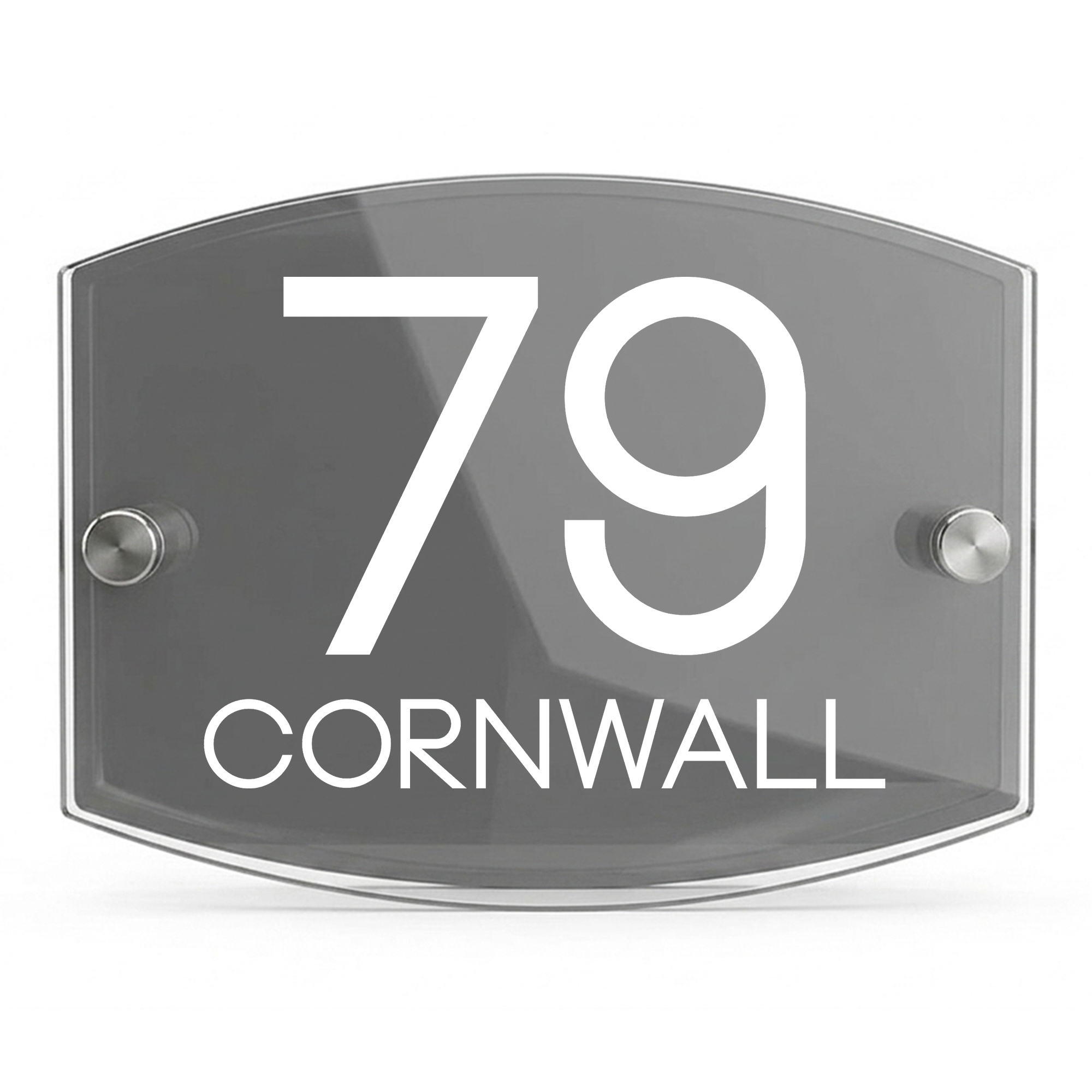 Personalised Dual Panel Acrylic House Sign Oval | 200mm x 130mm | Grey with White Text