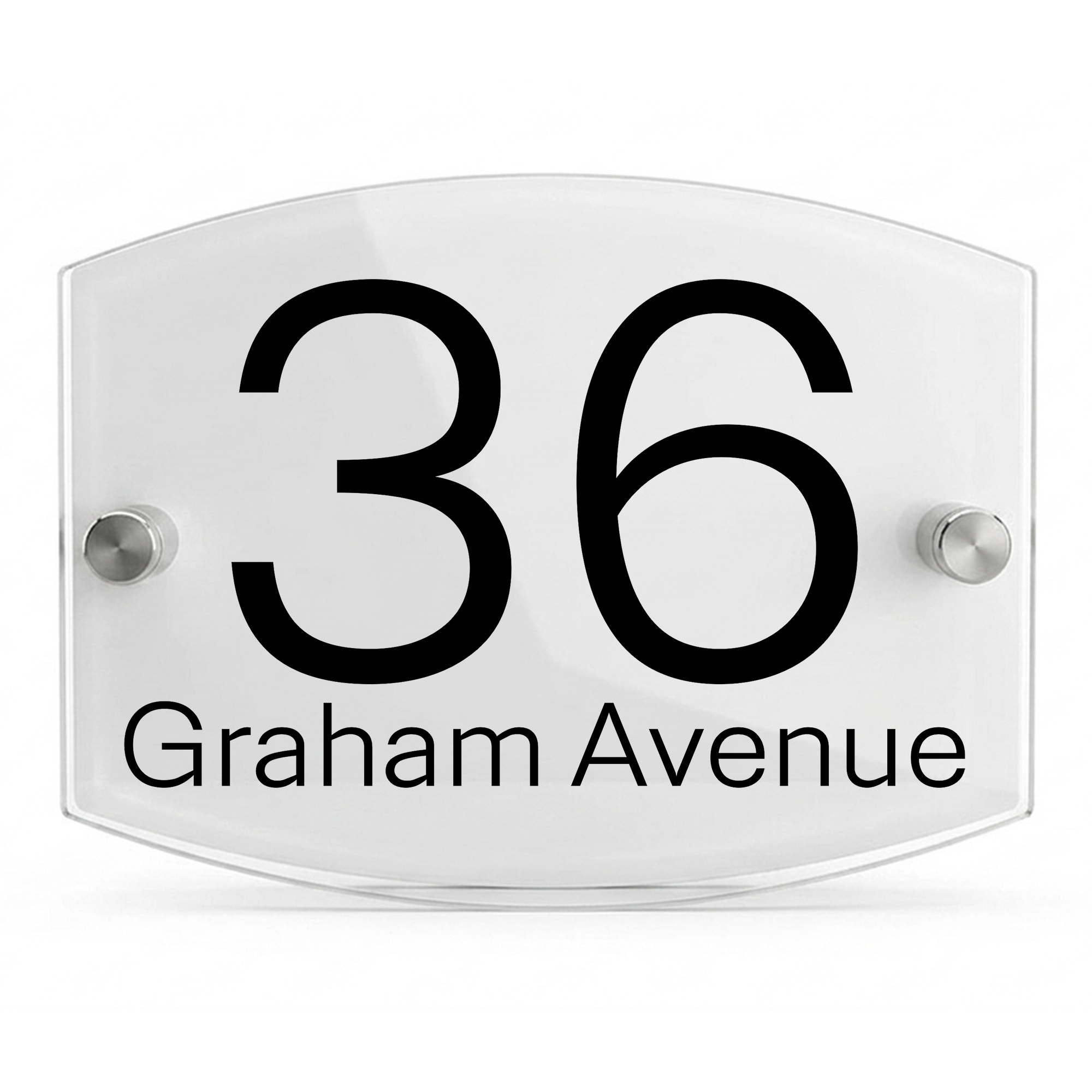 Personalised Dual Panel Acrylic House Sign Oval | 200mm x 130mm | White with Black Text