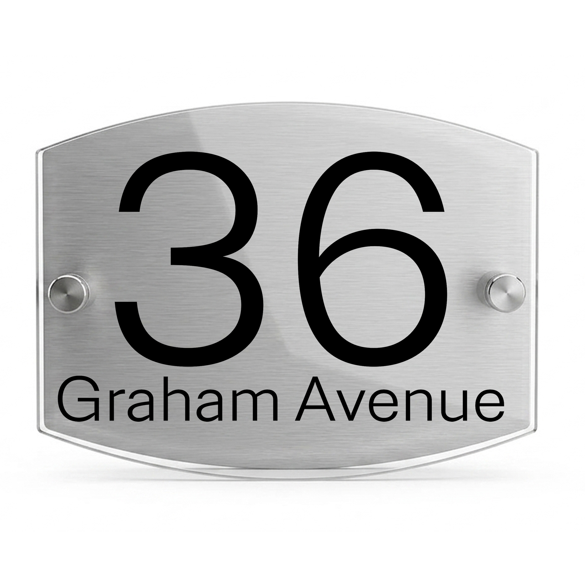 Personalised Dual Panel Acrylic House Sign Oval | 200mm x 130mm | Silver with Black Text