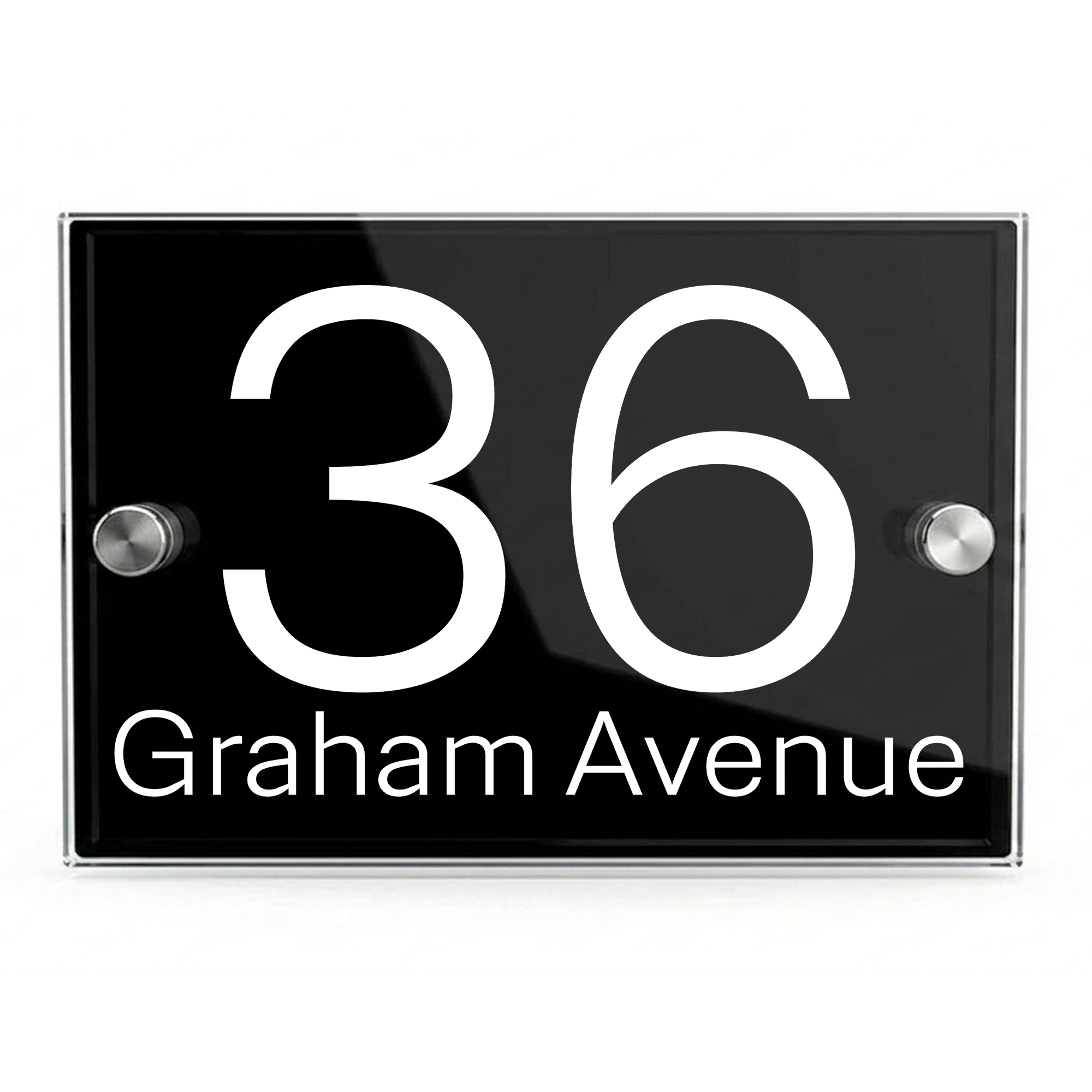 Personalised Dual Panel Acrylic House Sign Rectangle | 200mm x 130mm | Black with White Text