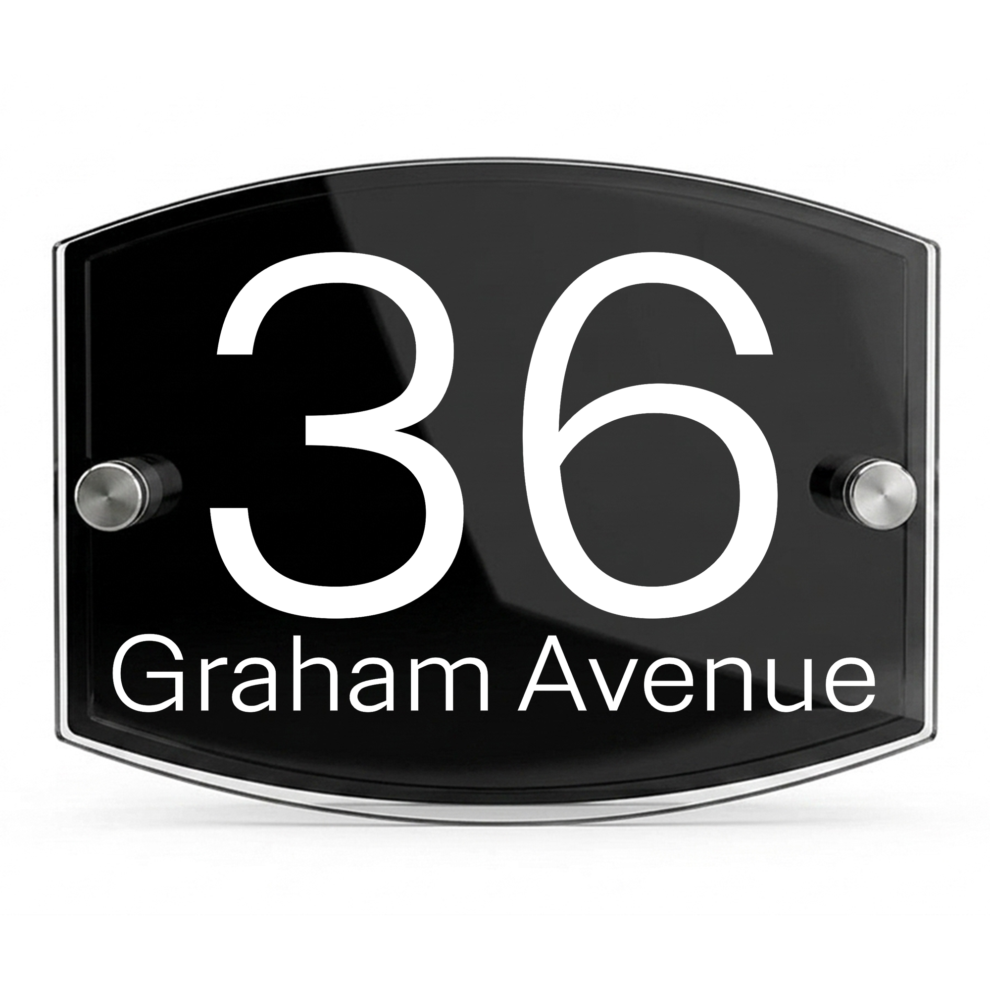 Personalised Dual Panel Acrylic House Sign Oval | 200mm x 130mm | Black with White Text