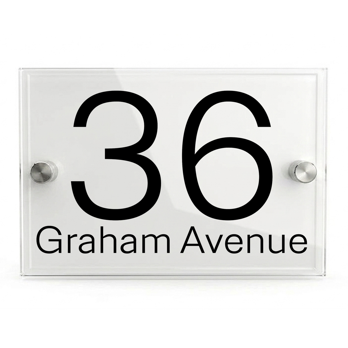 Personalised Dual Panel Acrylic House Sign Rectangle | 200mm x 130mm | White with Black Text