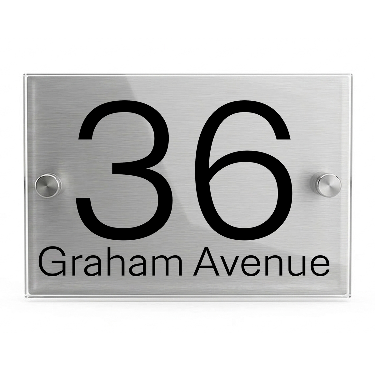 Personalised Dual Panel Acrylic House Sign Rectangle | 200mm x 130mm | Silver with Black Text