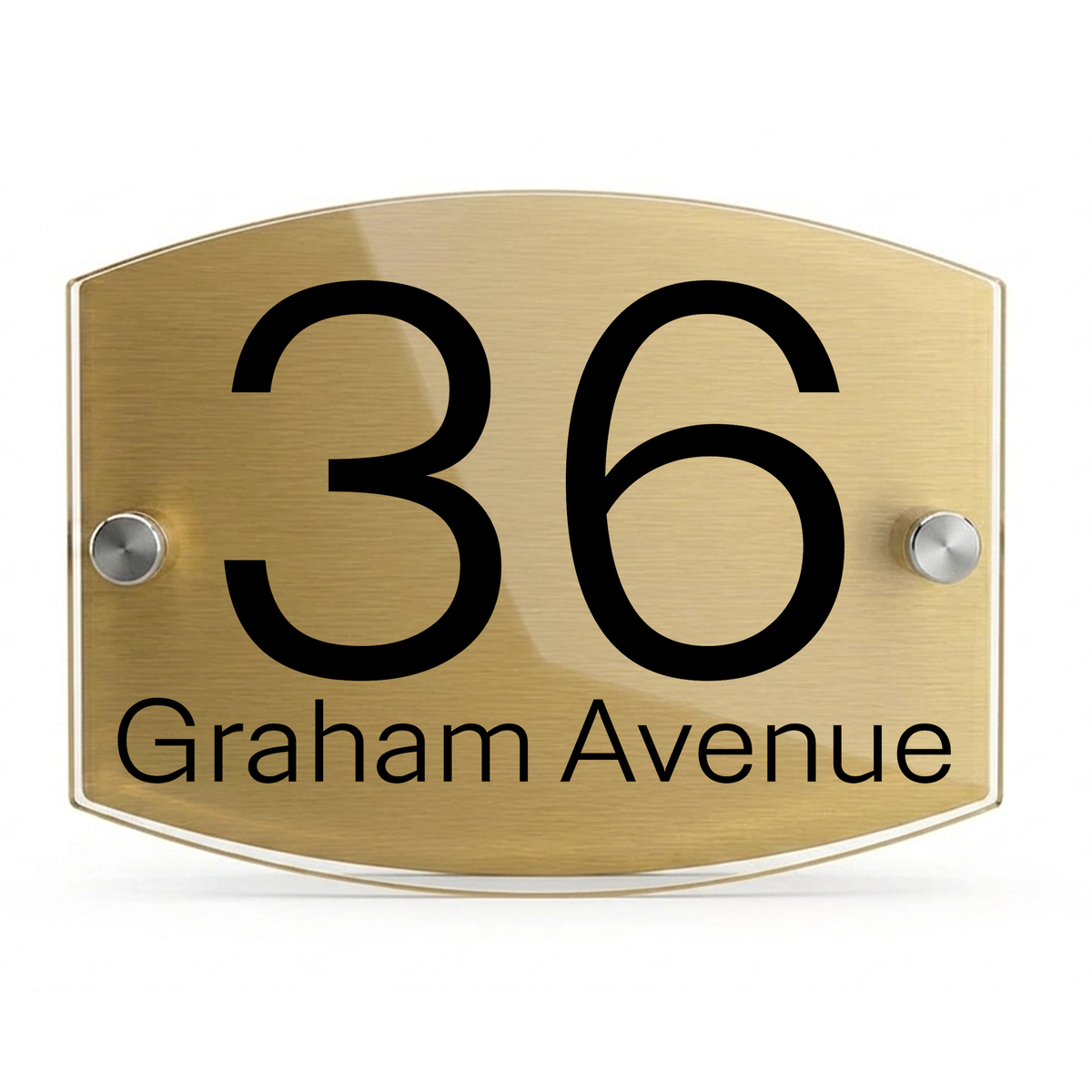 Personalised Dual Panel Acrylic House Sign Oval | 200mm x 130mm | Gold with Black Text