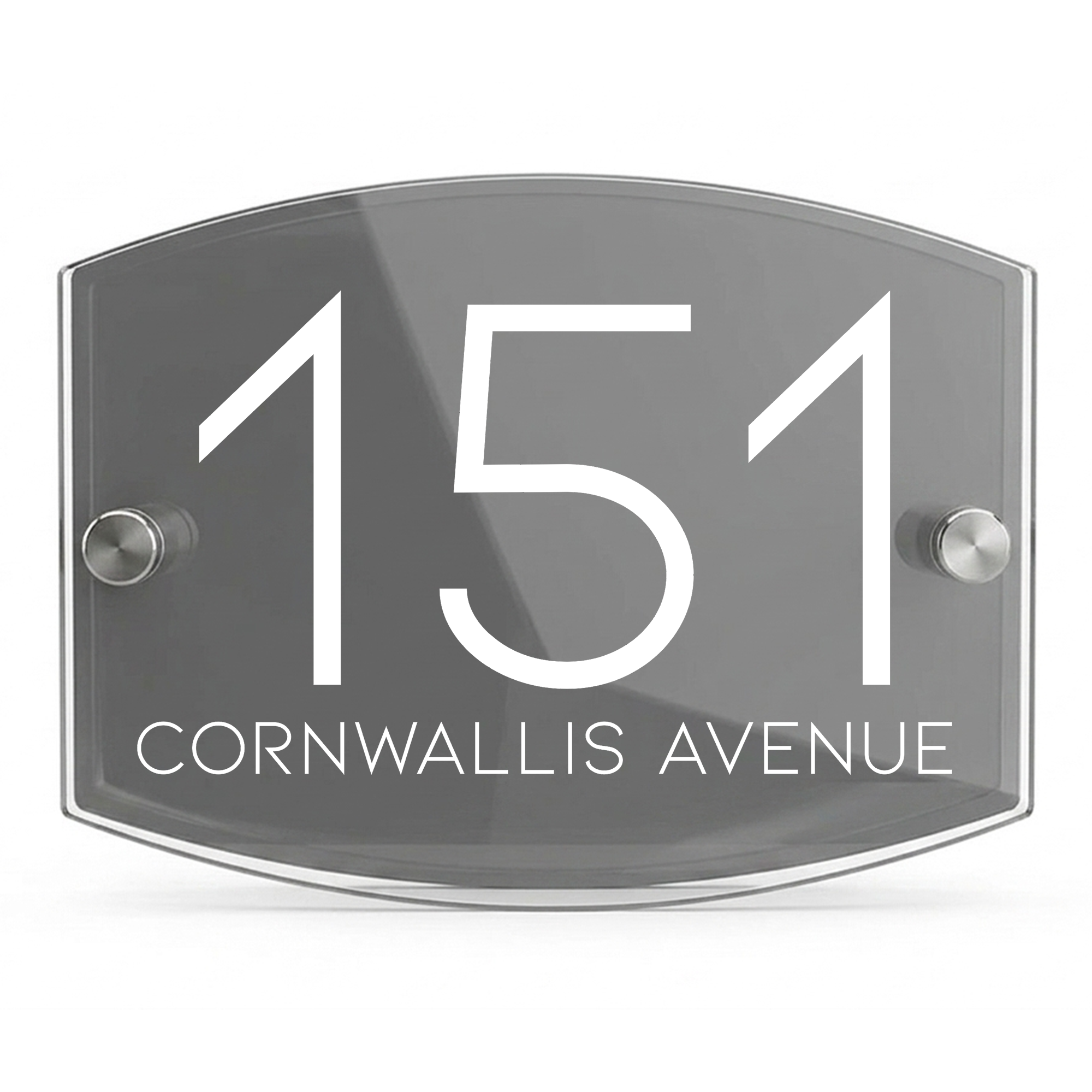 Personalised Dual Panel Acrylic House Sign Oval | 200mm x 130mm | Grey with White Text