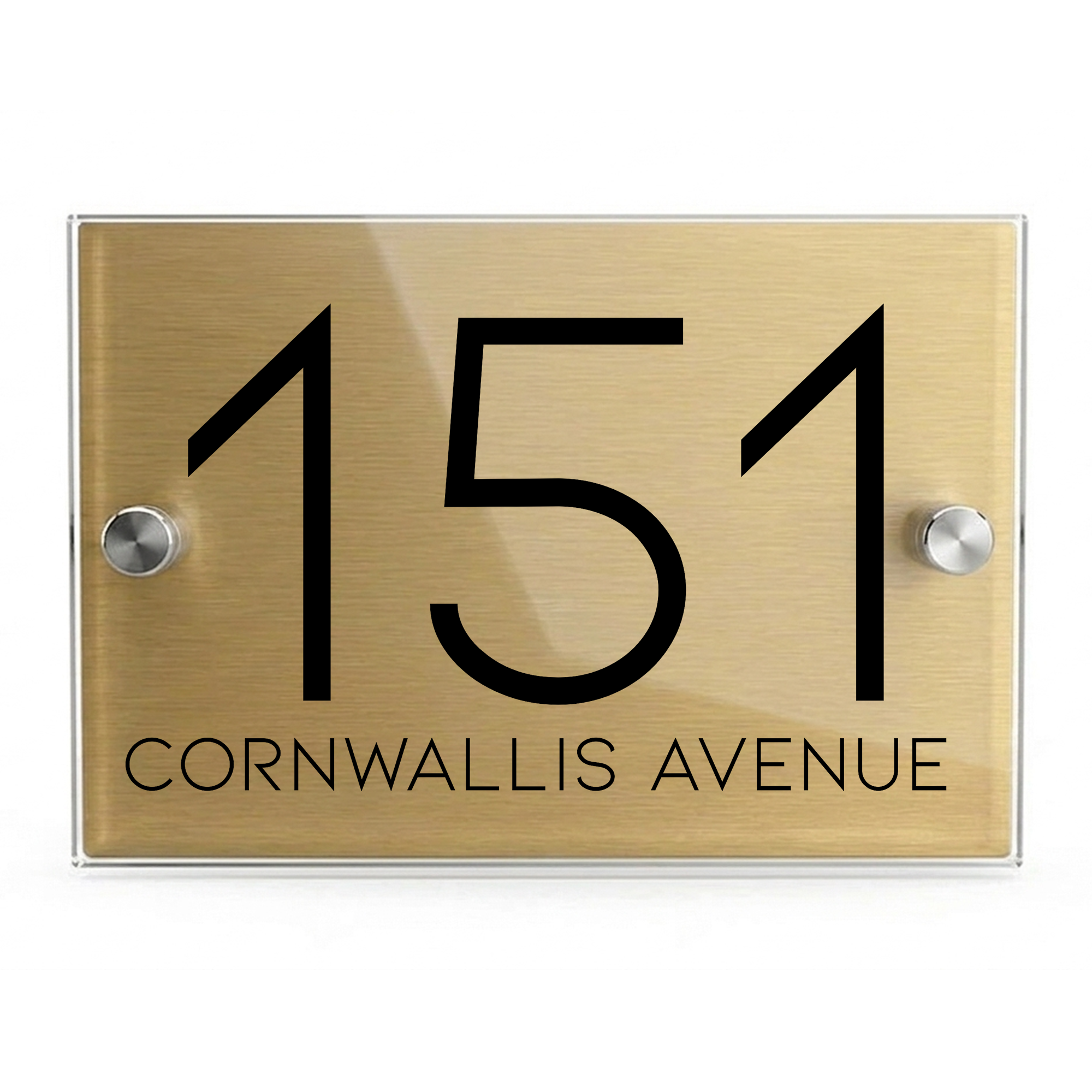 Personalised Dual Panel Acrylic House Sign Rectangle | 200mm x 130mm | Gold with Black Text
