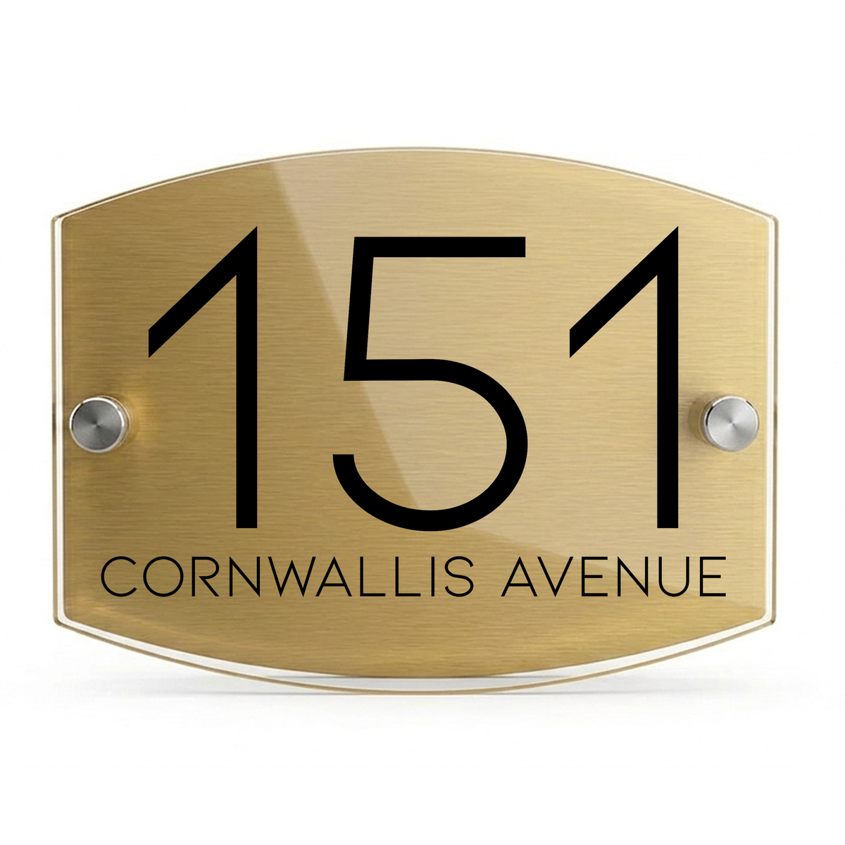 Personalised Dual Panel Acrylic House Sign Oval | 200mm x 130mm | Gold with Black Text