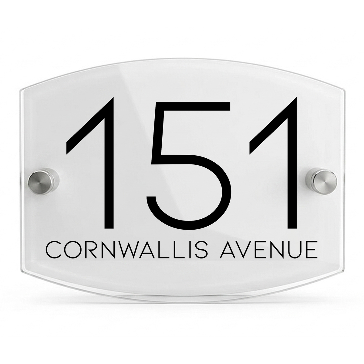 Personalised Dual Panel Acrylic House Sign Oval | 200mm x 130mm | White with Black Text