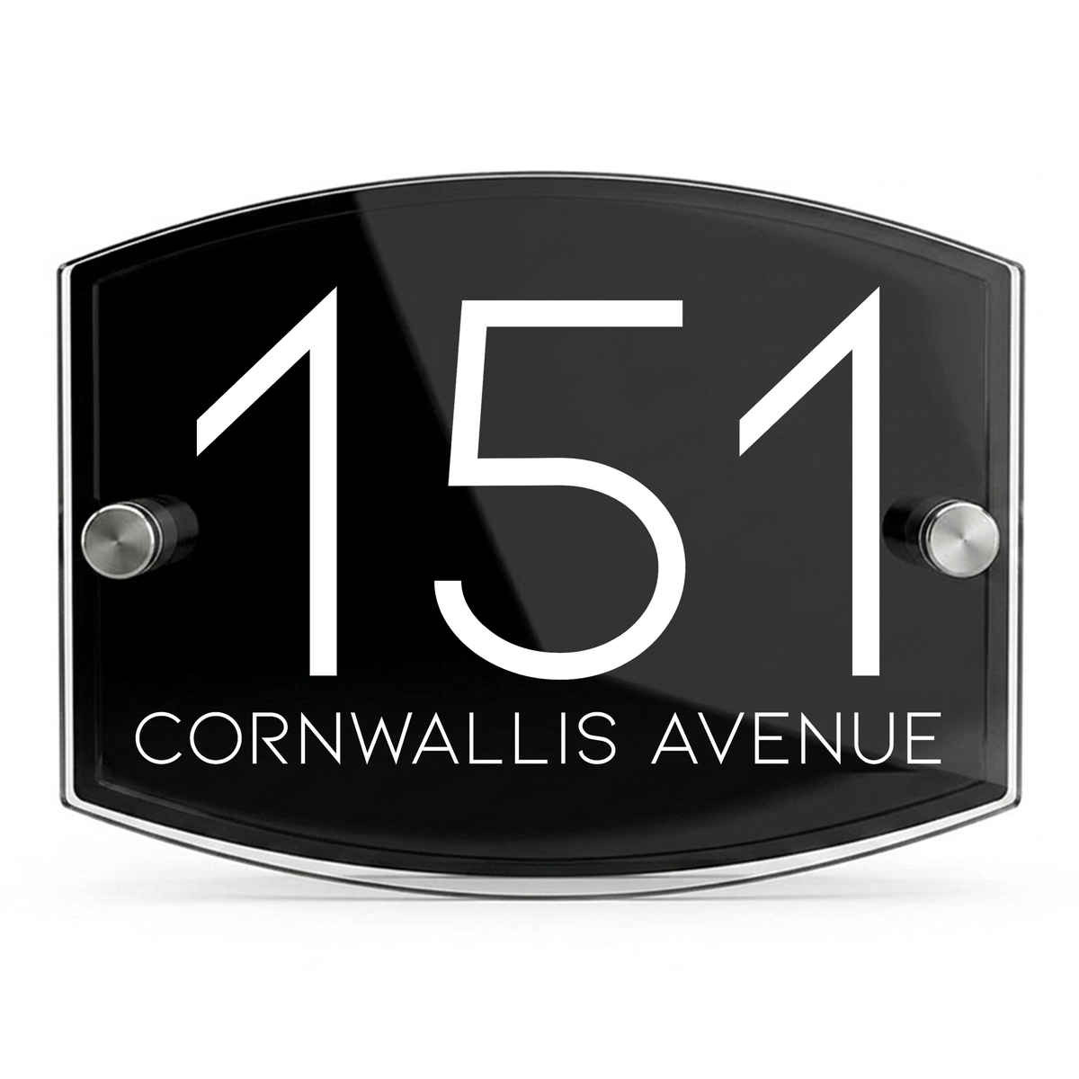 Personalised Dual Panel Acrylic House Sign Oval | 200mm x 130mm | Black with White Text