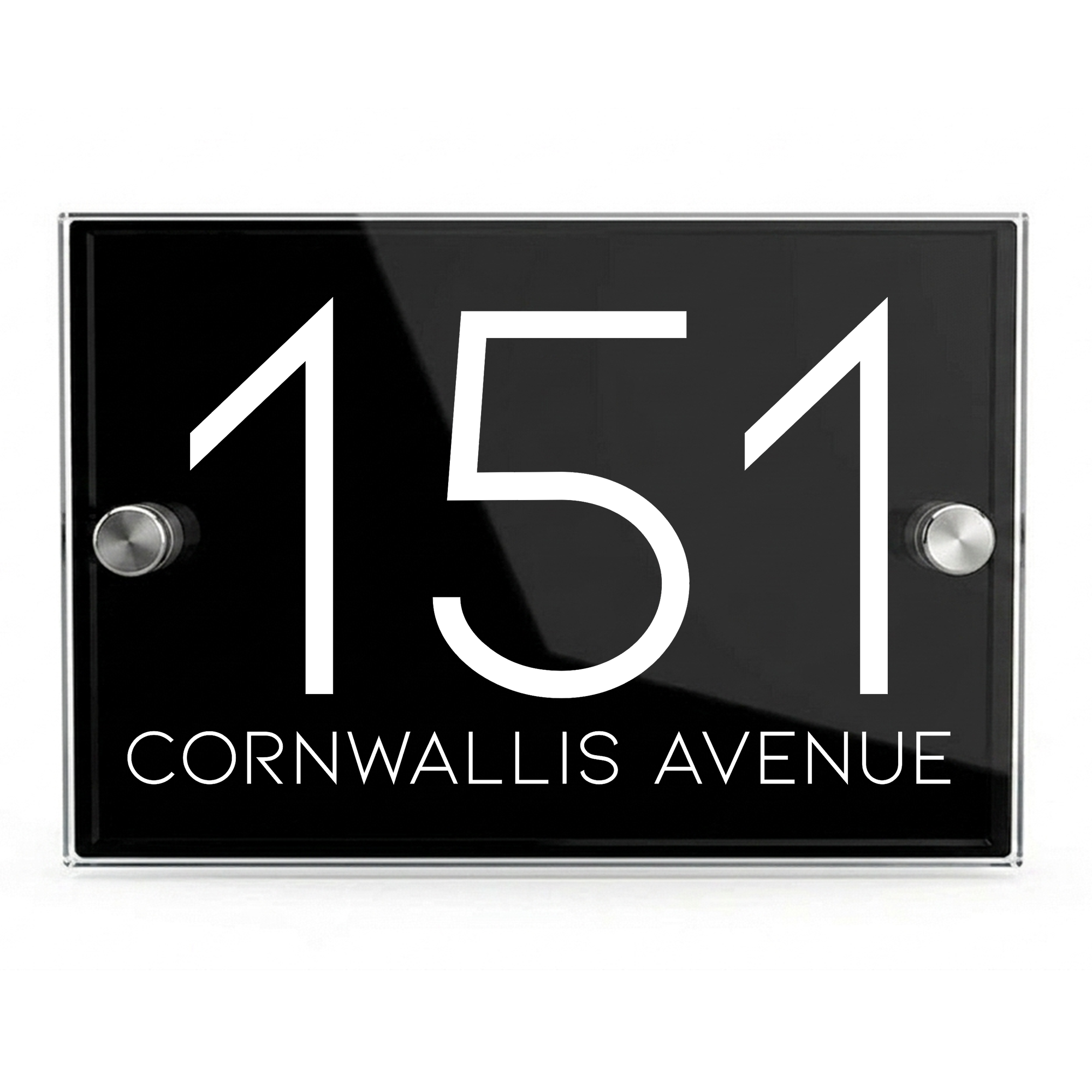 Personalised Dual Panel Acrylic House Sign Rectangle | 200mm x 130mm | Black with White Text