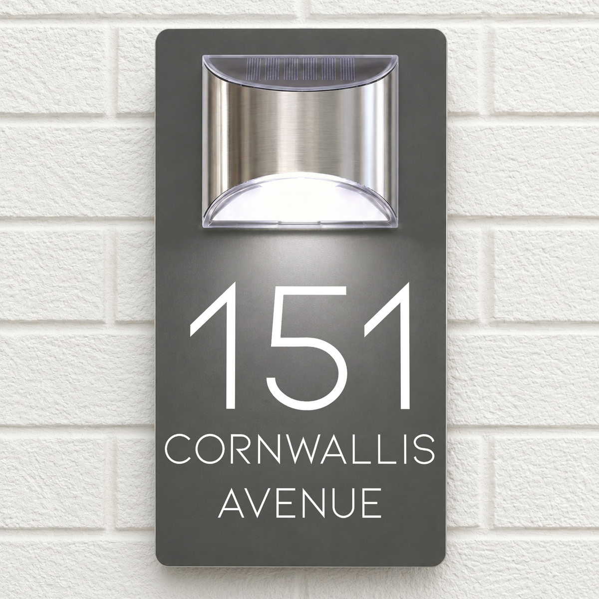 Personalised Solar House Sign | 280mm x 160mm | Made from Grey Composite Aluminium