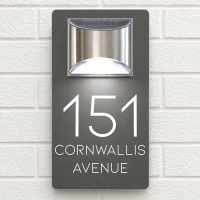 Personalised Solar House Sign | 280mm x 160mm | Made from Grey Composite Aluminium