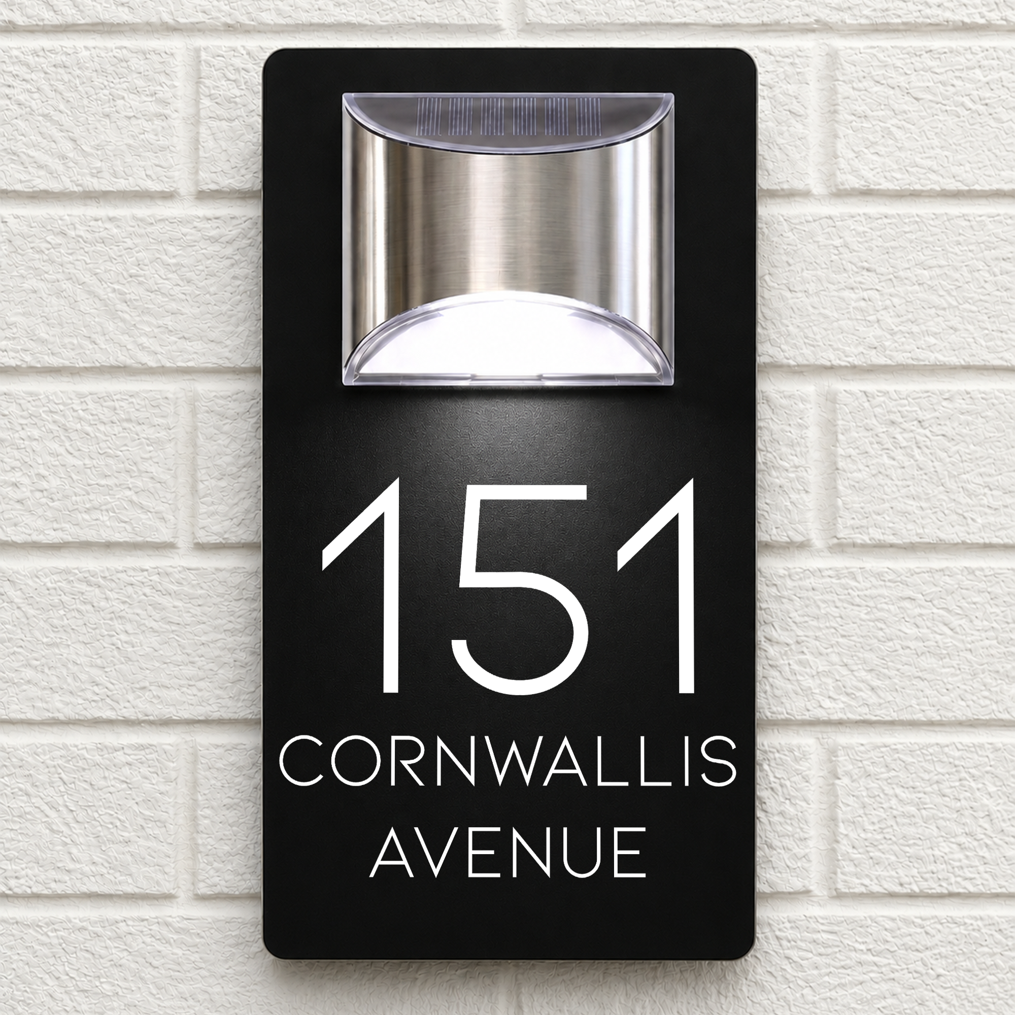 Personalised Solar House Sign | 280mm x 160mm | Made from Black Composite Aluminium