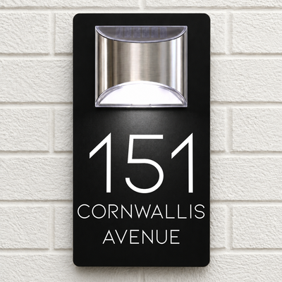 Personalised Solar House Sign | 280mm x 160mm | Made from Black Composite Aluminium