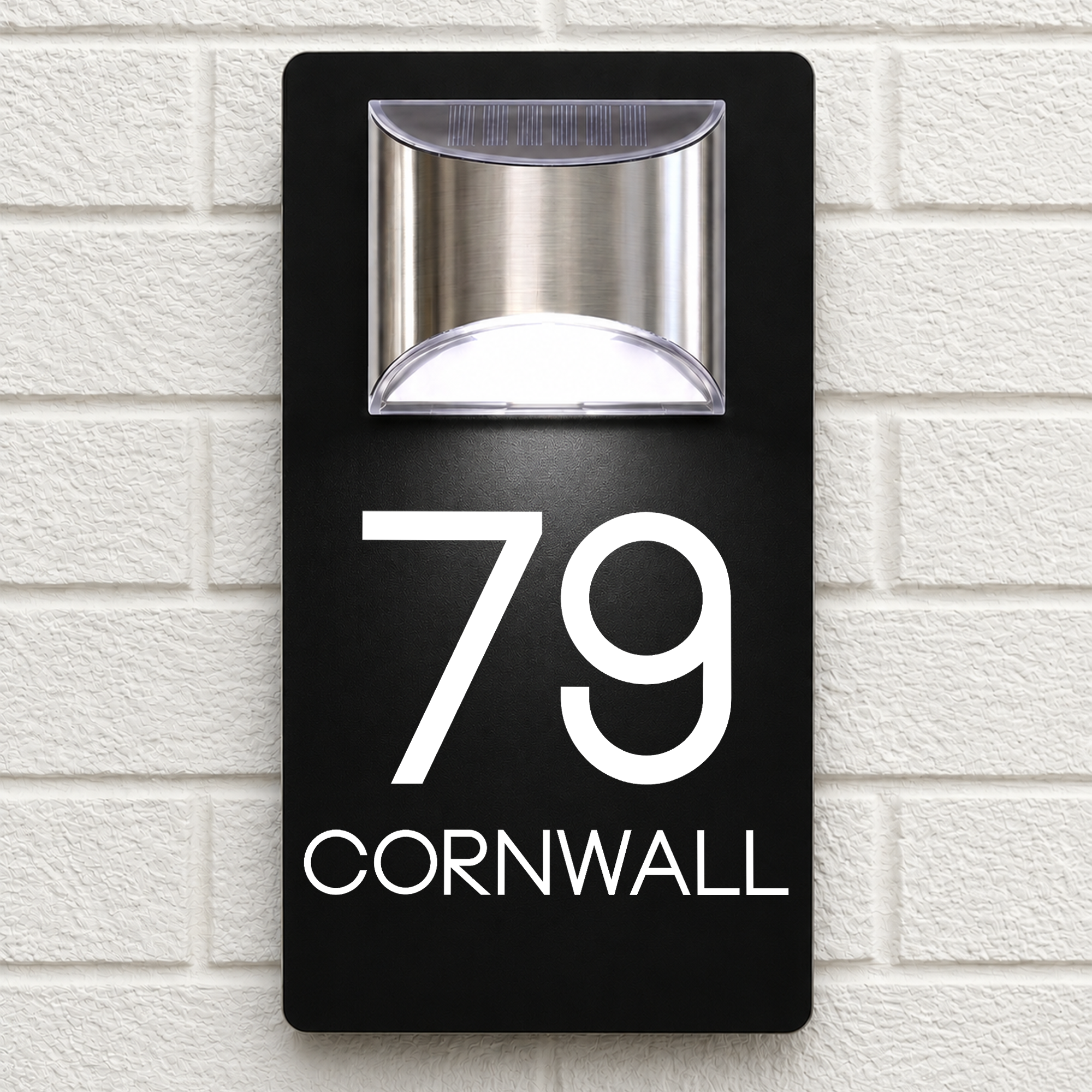 Personalised Solar House Sign | 280mm x 160mm | Made from Black Composite Aluminium