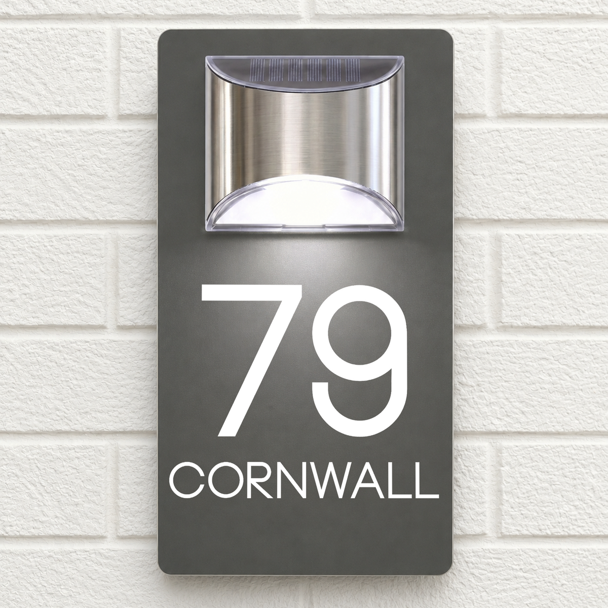Personalised Solar House Sign | 280mm x 160mm | Made from Grey Composite Aluminium