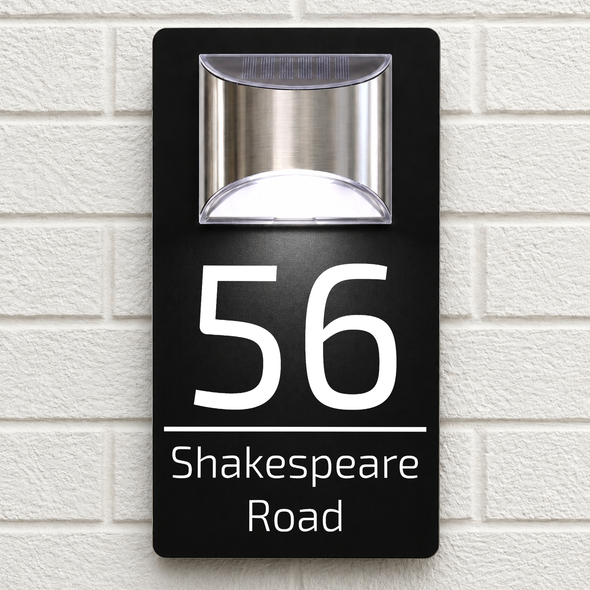 Personalised Solar House Sign | 280mm x 160mm | Made from Black Composite Aluminium