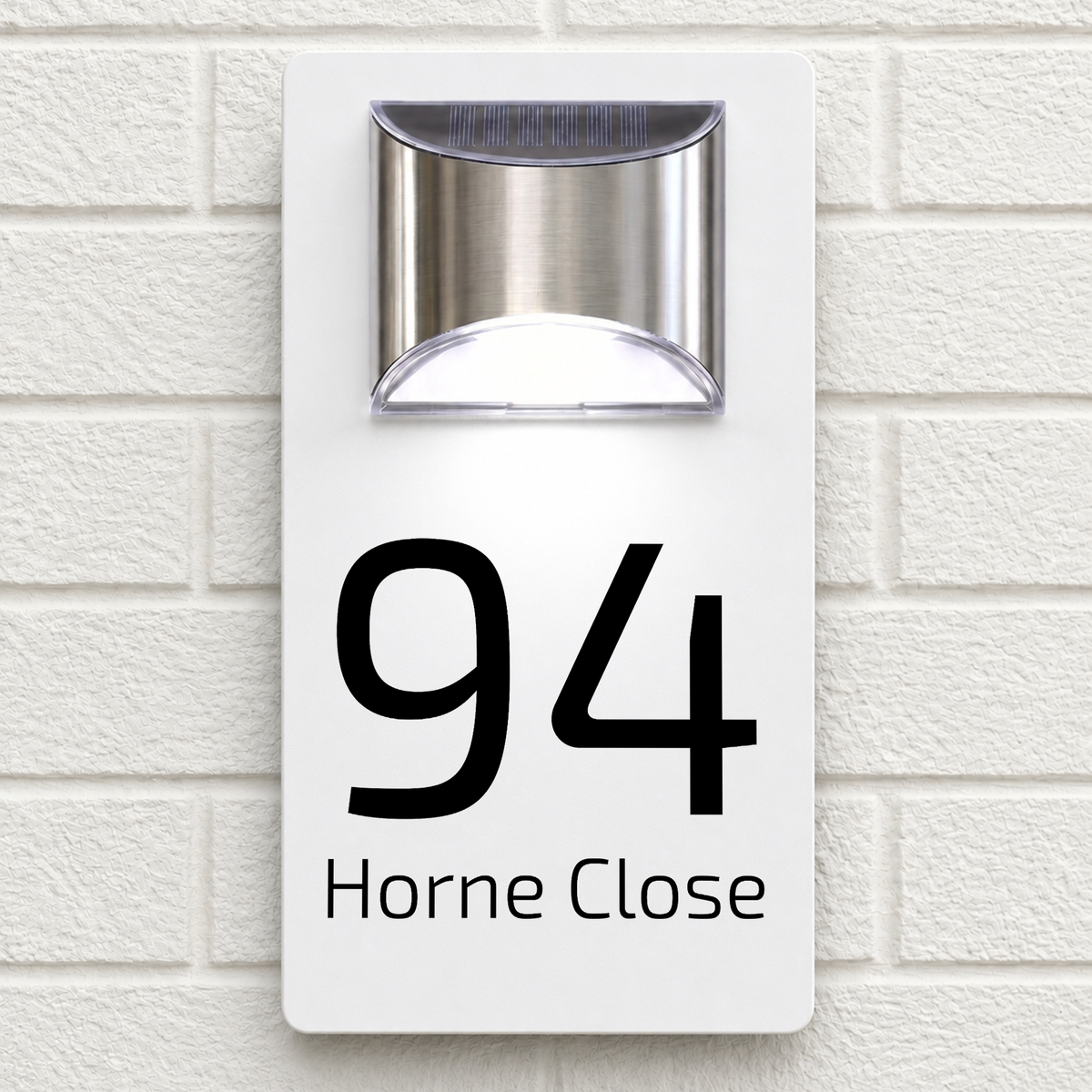 Personalised Solar House Sign | 280mm x 160mm | Made from White Composite Aluminium