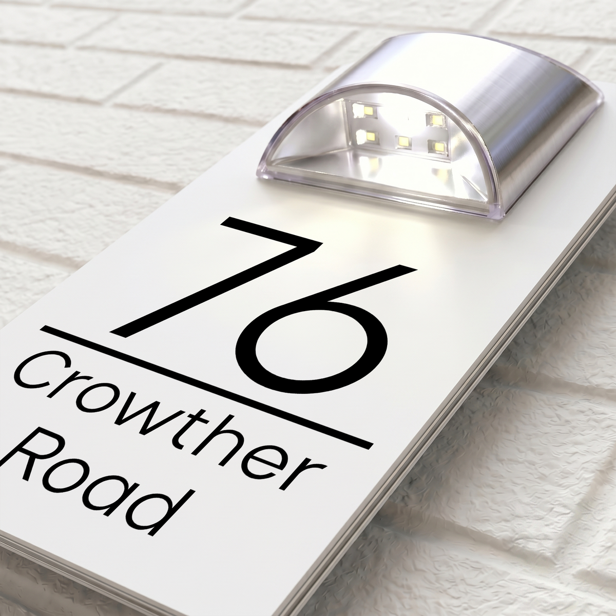 Personalised Solar House Sign | 280mm x 160mm | Made from White Composite Aluminium