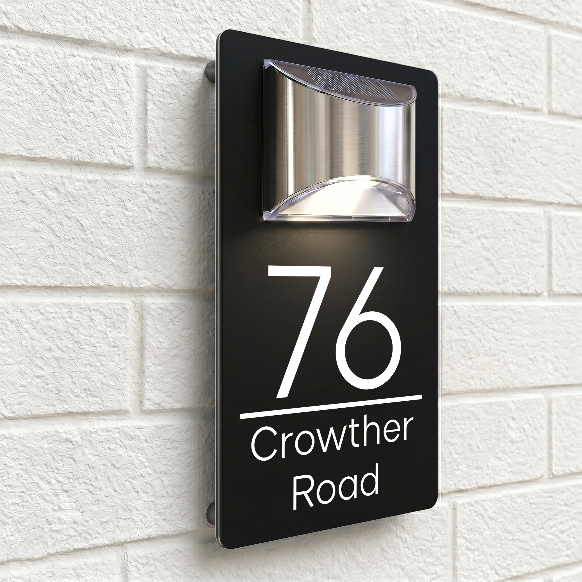 Personalised Solar House Sign | 280mm x 160mm | Made from Black Composite Aluminium