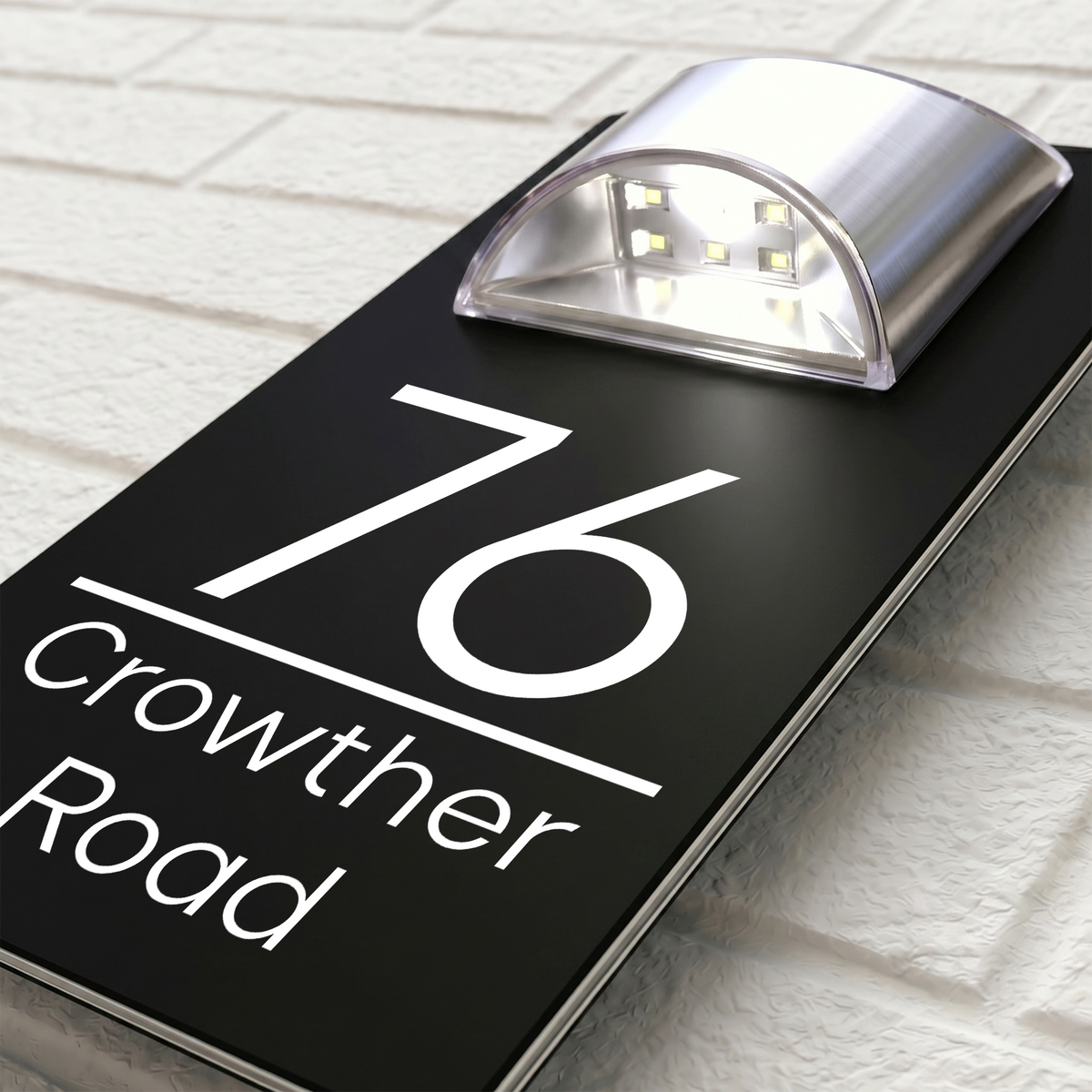 Personalised Solar House Sign | 280mm x 160mm | Made from Black Composite Aluminium