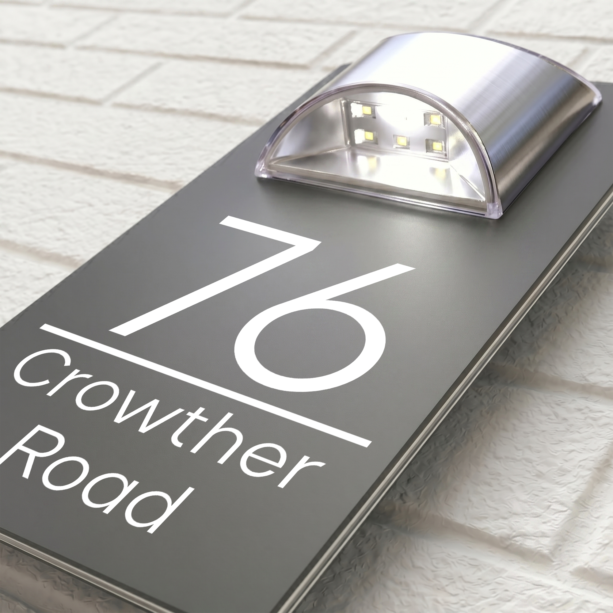 Personalised Solar House Sign | 280mm x 160mm | Made from Grey Composite Aluminium