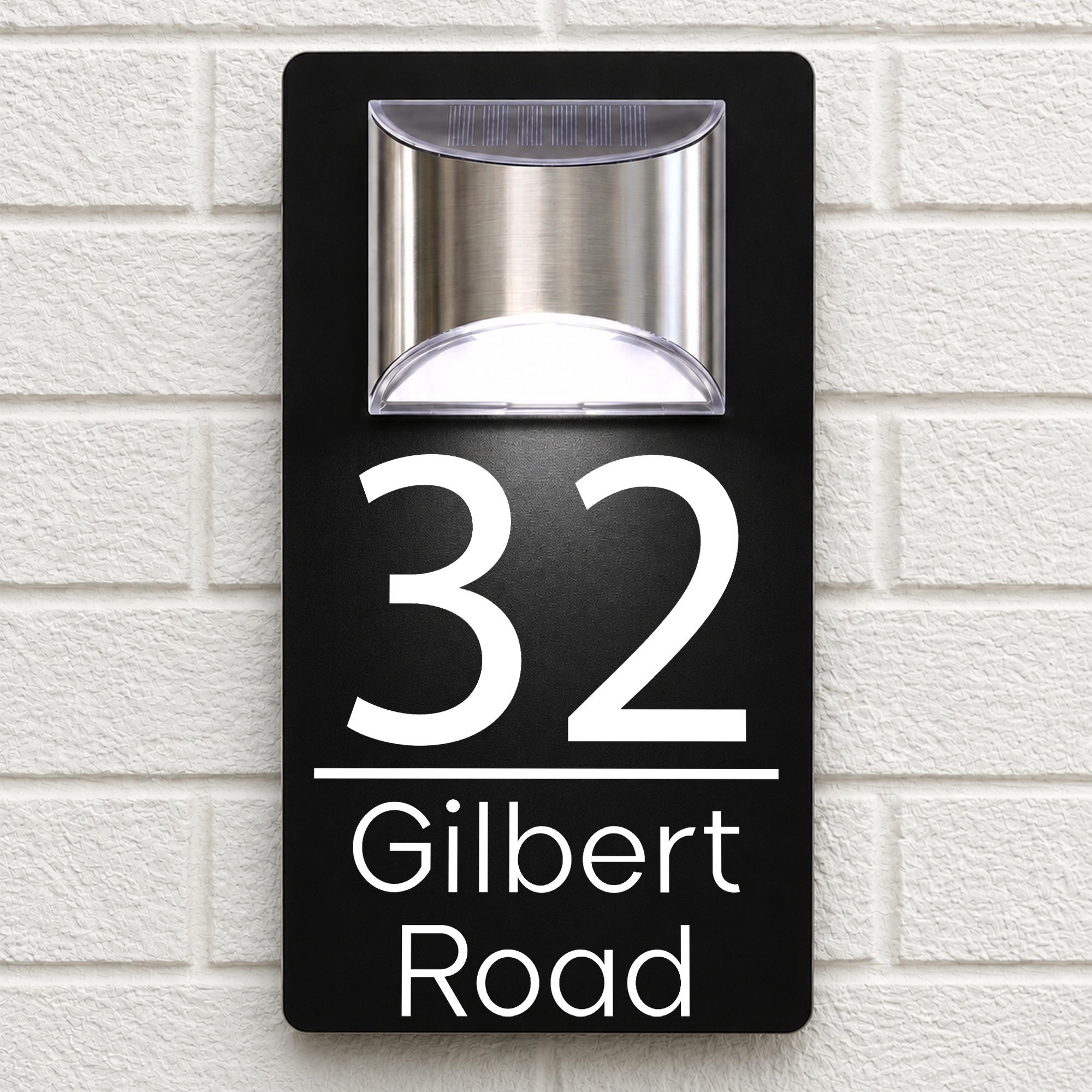 Personalised Solar House Sign | 280mm x 160mm | Made from Black Composite Aluminium