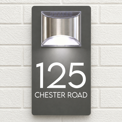 Personalised Solar House Sign | 280mm x 160mm | Made from Grey Composite Aluminium