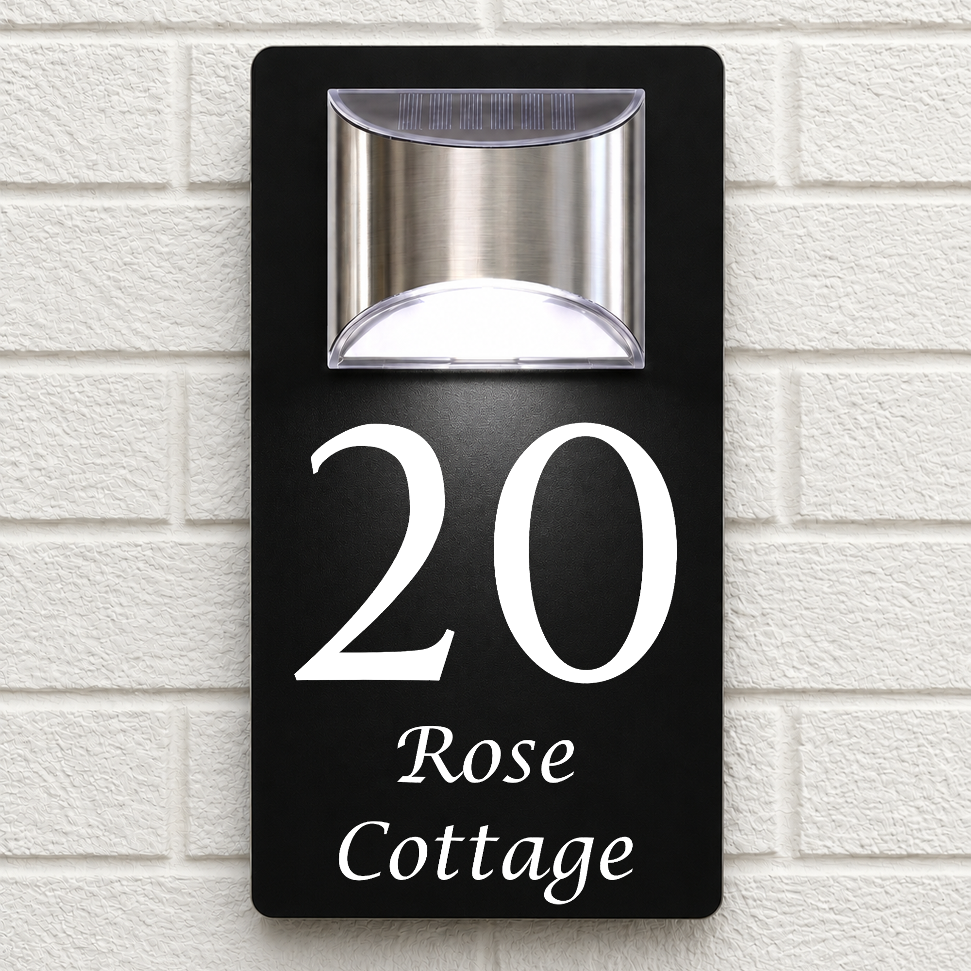 Personalised Solar House Sign | 280mm x 160mm | Made from Black Composite Aluminium