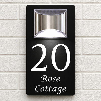 Personalised Solar House Sign | 280mm x 160mm | Made from Black Composite Aluminium