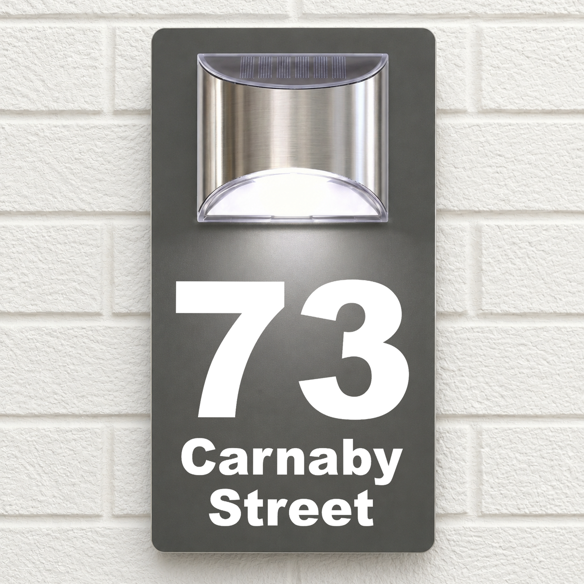 Personalised Solar House Sign | 280mm x 160mm | Made from Grey Composite Aluminium