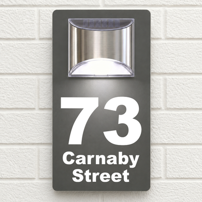 Personalised Solar House Sign | 280mm x 160mm | Made from Grey Composite Aluminium