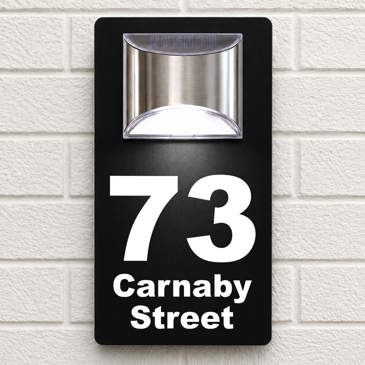 Personalised Solar House Sign | 280mm x 160mm | Made from Black Composite Aluminium