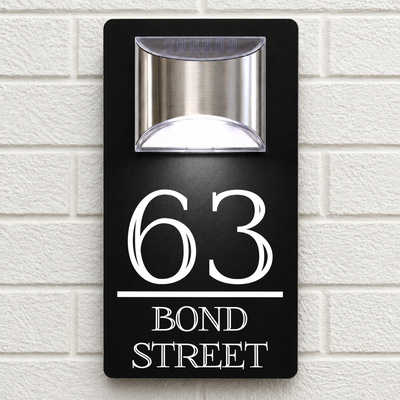 Personalised Solar House Sign | 280mm x 160mm | Made from Black Composite Aluminium