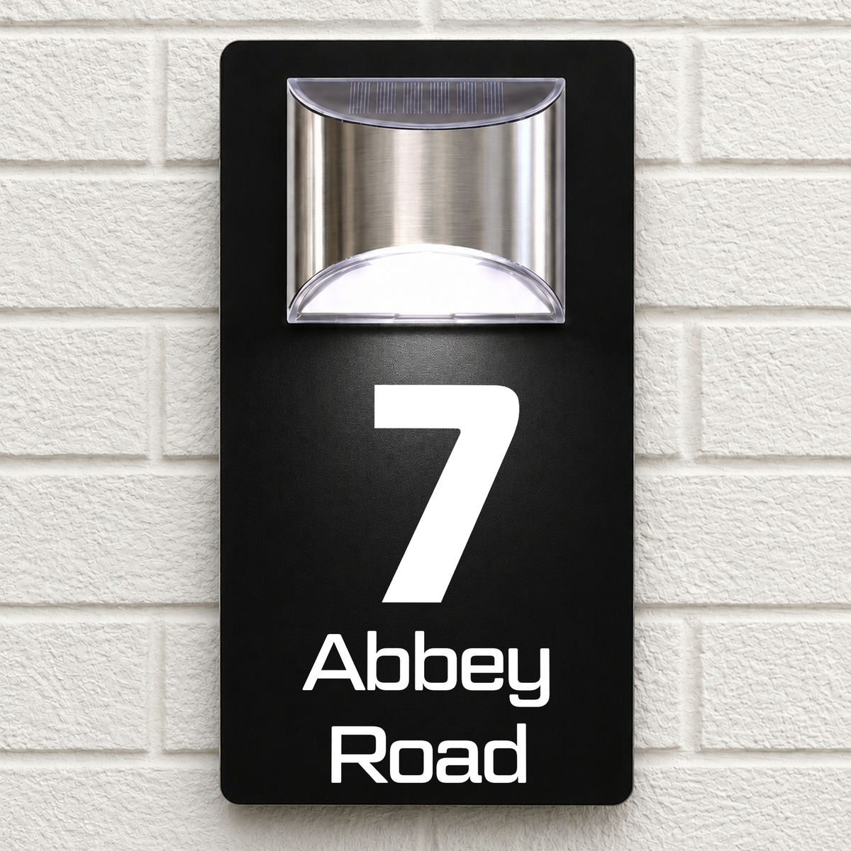 Personalised Solar House Sign | 280mm x 160mm | Made from Black Composite Aluminium