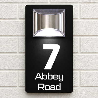 Personalised Solar House Sign | 280mm x 160mm | Made from Black Composite Aluminium