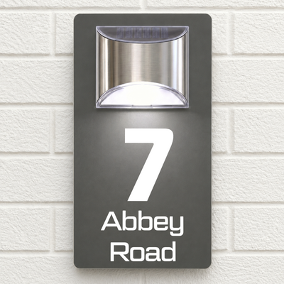 Personalised Solar House Sign | 280mm x 160mm | Made from Grey Composite Aluminium