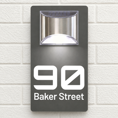 Personalised Solar House Sign | 280mm x 160mm | Made from Grey Composite Aluminium