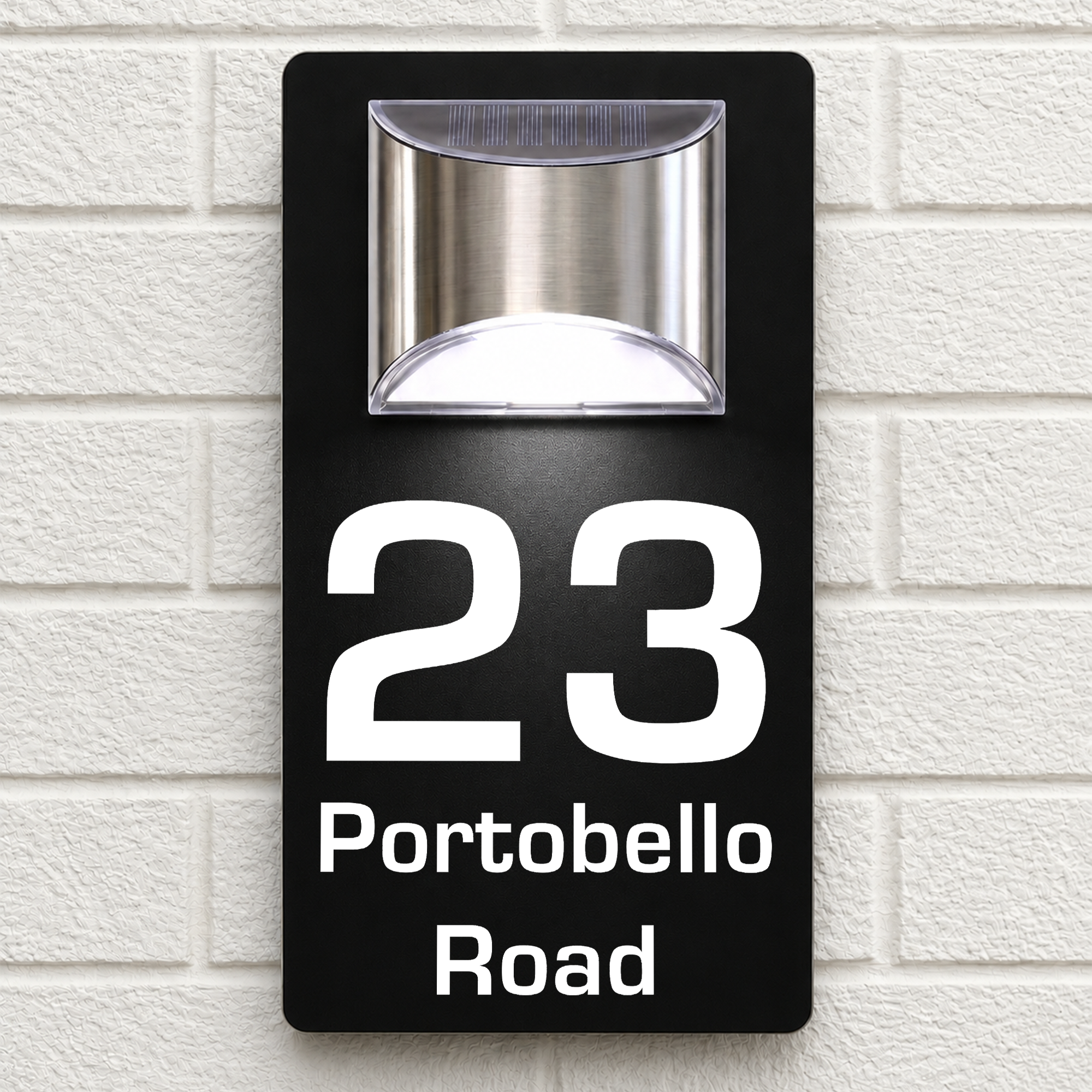 Personalised Solar House Sign | 280mm x 160mm | Made from Black Composite Aluminium