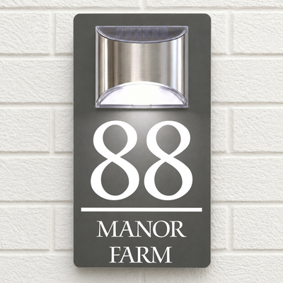 Personalised Solar House Sign | 280mm x 160mm | Made from Grey Composite Aluminium