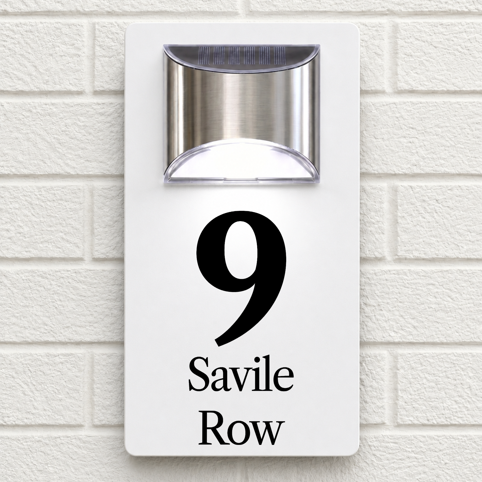Personalised Solar House Sign | 280mm x 160mm | Made from White Composite Aluminium