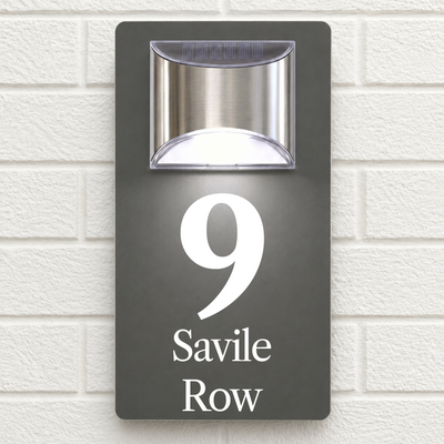 Personalised Solar House Sign | 280mm x 160mm | Made from Grey Composite Aluminium