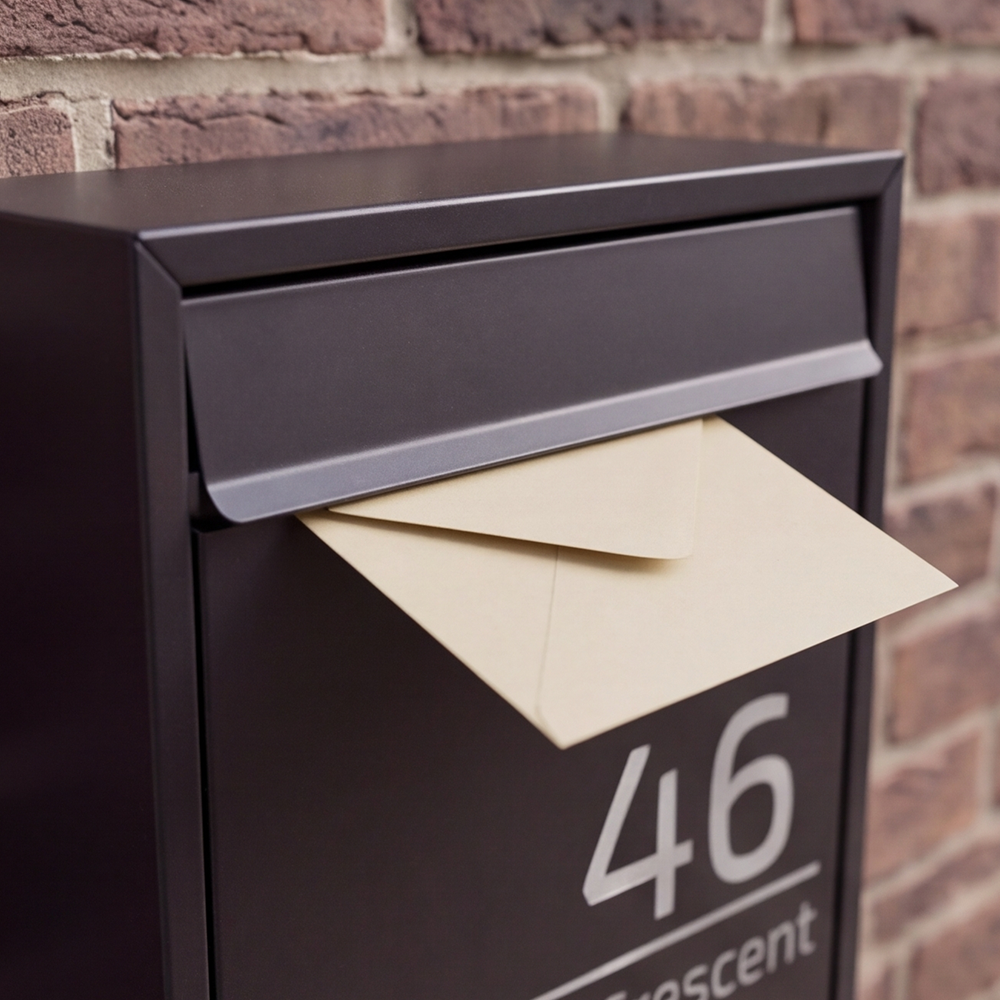 Personalised Aluminium Letterbox with Combination Lock | Black with Engraved Letters
