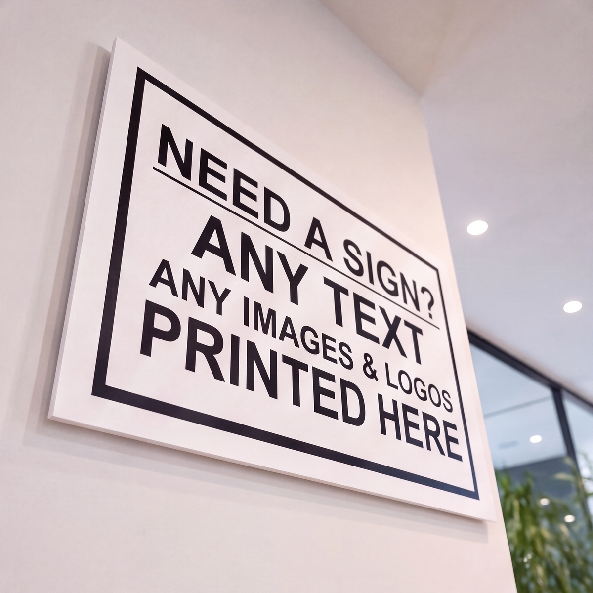 Custom acrylic sign shown in a large format size option for commercial premises