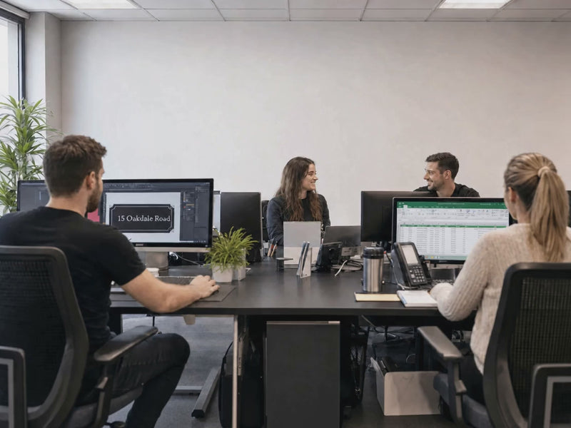 Video of the SignStation customer support team working at their desks designing a personalised house sign